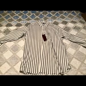 XL White Perry Ellis Shirt with grey stripes